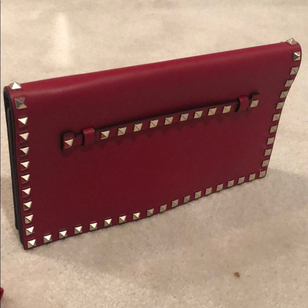 Valentino red rockstud clutch